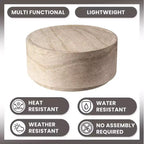 LeisureMod Terra 36 Round Fiberstone Coffee Table  Weatherproof Indoor and Outdoor Accent Table, Minimalist Design for Living Room, Office, or Patio