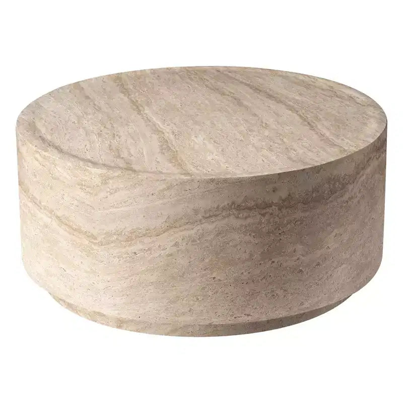 LeisureMod Terra 36 Round Fiberstone Coffee Table  Weatherproof Indoor and Outdoor Accent Table, Minimalist Design for Living Room, Office, or Patio