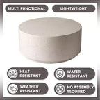 LeisureMod Terra 36 Round Fiberstone Coffee Table  Weatherproof Indoor and Outdoor Accent Table, Minimalist Design for Living Room, Office, or Patio
