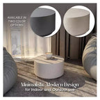 LeisureMod Terra 36 Round Fiberstone Coffee Table  Weatherproof Indoor and Outdoor Accent Table, Minimalist Design for Living Room, Office, or Patio