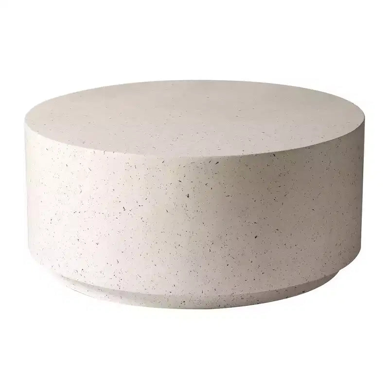 LeisureMod Terra 36 Round Fiberstone Coffee Table  Weatherproof Indoor and Outdoor Accent Table, Minimalist Design for Living Room, Office, or Patio