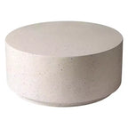 LeisureMod Terra 36 Round Fiberstone Coffee Table  Weatherproof Indoor and Outdoor Accent Table, Minimalist Design for Living Room, Office, or Patio