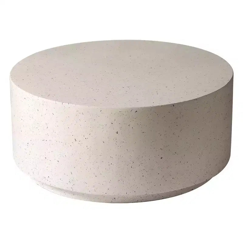 LeisureMod Terra 36 Round Fiberstone Coffee Table  Weatherproof Indoor and Outdoor Accent Table, Minimalist Design for Living Room, Office, or Patio