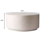 LeisureMod Terra 36 Round Fiberstone Coffee Table  Weatherproof Indoor and Outdoor Accent Table, Minimalist Design for Living Room, Office, or Patio