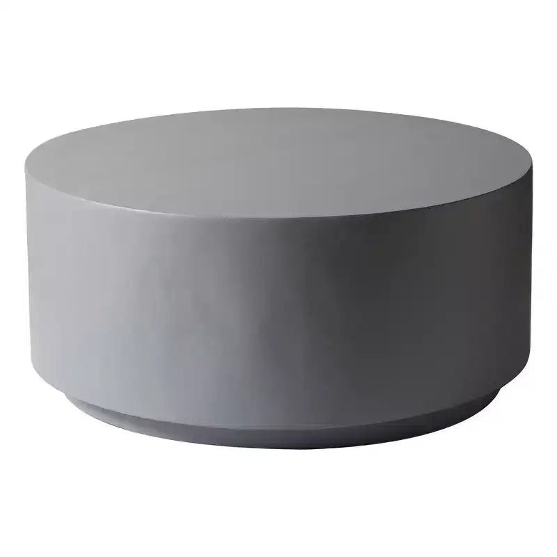 LeisureMod Terra 36 Round Fiberstone Coffee Table  Weatherproof Indoor and Outdoor Accent Table, Minimalist Design for Living Room, Office, or Patio