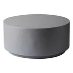 LeisureMod Terra 36 Round Fiberstone Coffee Table  Weatherproof Indoor and Outdoor Accent Table, Minimalist Design for Living Room, Office, or Patio