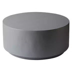 LeisureMod Terra 36 Round Fiberstone Coffee Table  Weatherproof Indoor and Outdoor Accent Table, Minimalist Design for Living Room, Office, or Patio
