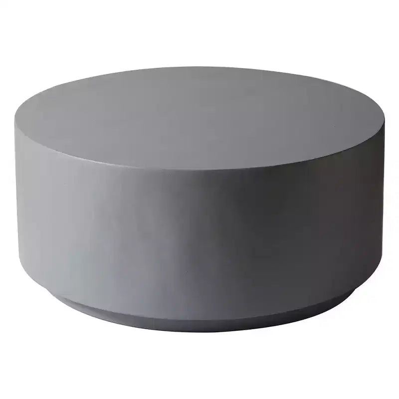 LeisureMod Terra 36 Round Fiberstone Coffee Table  Weatherproof Indoor and Outdoor Accent Table, Minimalist Design for Living Room, Office, or Patio