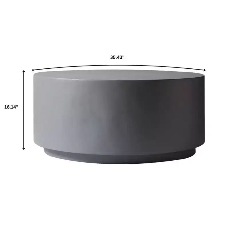 LeisureMod Terra 36 Round Fiberstone Coffee Table  Weatherproof Indoor and Outdoor Accent Table, Minimalist Design for Living Room, Office, or Patio