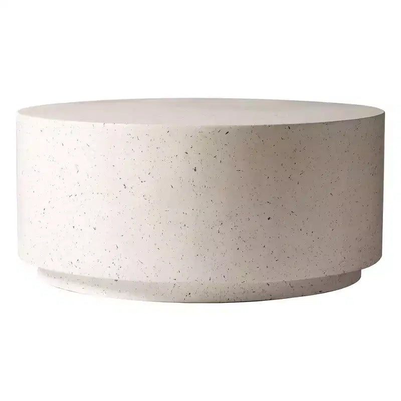 LeisureMod Terra 36 Round Fiberstone Coffee Table  Weatherproof Indoor and Outdoor Accent Table, Minimalist Design for Living Room, Office, or Patio