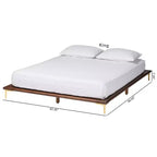 Baxton Studio Channary Mid-Century Modern Transitional Walnut Brown Finished Wood and Gold Metal Bed Frame