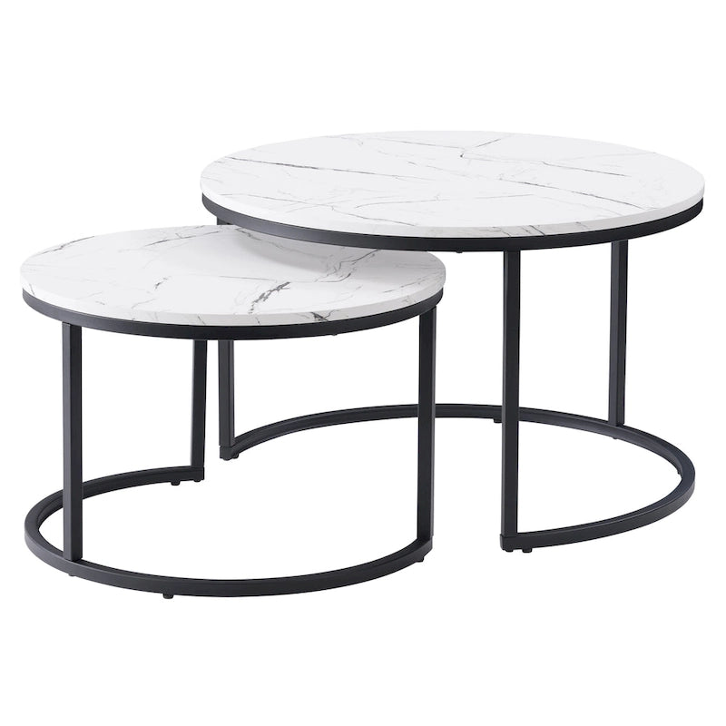 Set di 2 tavolini da caffè sovrapponibili