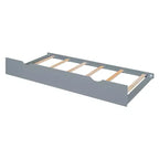 Twin/Full Size Wood House Bed, Wooden Platform Bed with Twin Size Trundle, White/Gray, 4L -ModernLuxe