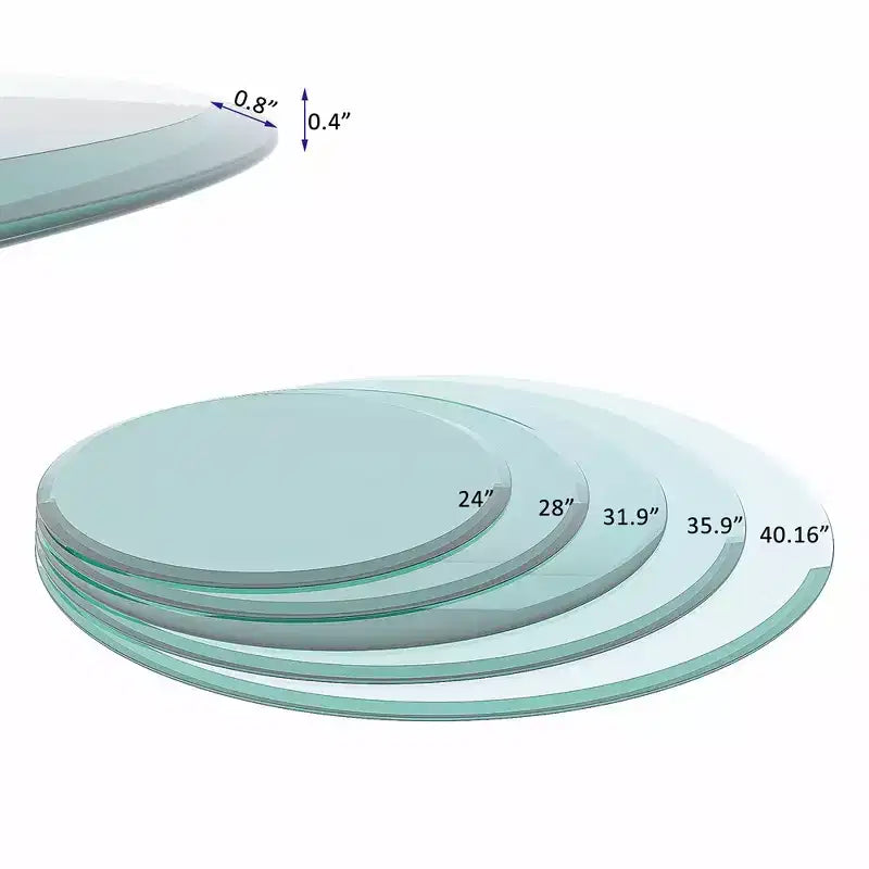30in Round Glass Table Top, Wear-resistant, Heat-resistant, Corrosion Resistant, 2/5 Inch Thick Beveled Polished Edge Tempered Glass Table Top