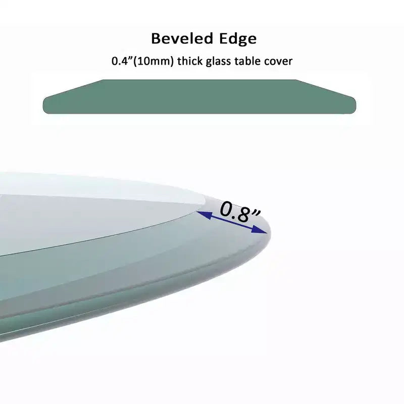 30in Round Glass Table Top, Wear-resistant, Heat-resistant, Corrosion Resistant, 2/5 Inch Thick Beveled Polished Edge Tempered Glass Table Top