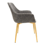 LeisureMod Dining Arm Chair w/ Gold Metal Legs Set of 2 - Light Brown - 24.5Dx25.2Wx33H