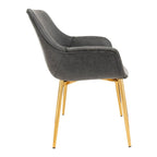 LeisureMod Dining Arm Chair w/ Gold Metal Legs Set of 2 - Light Brown - 24.5Dx25.2Wx33H