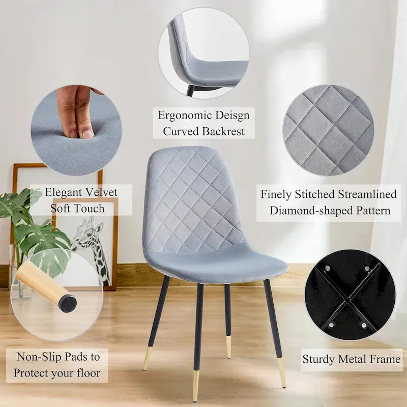 Howtai Sedia Imbottita in Velluto Senza Braccioli Set da 4 per Cucina, Casa