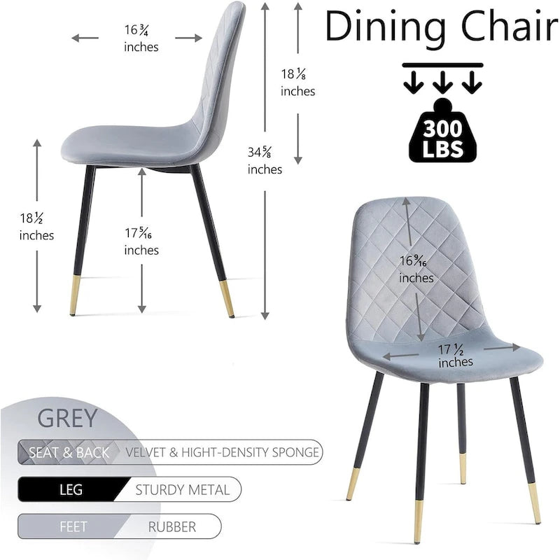 Howtai Upholstered Velvet Chair Armless Set of 4 for Kitchen,Home