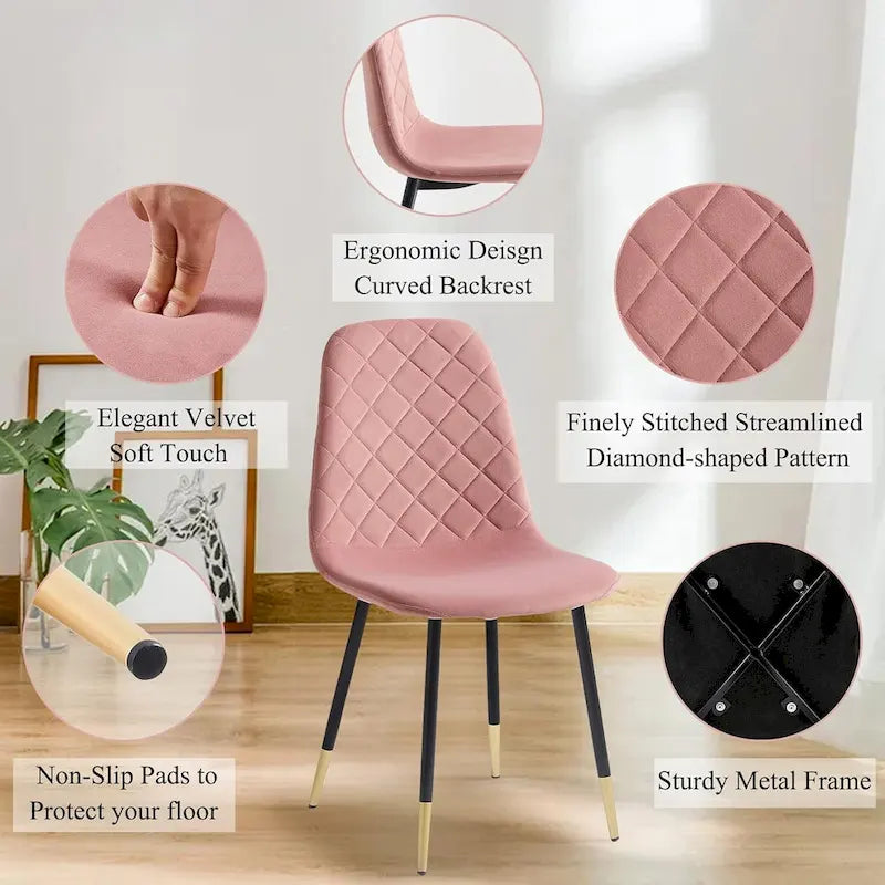 Howtai Upholstered Velvet Chair Armless Set of 4 for Kitchen,Home