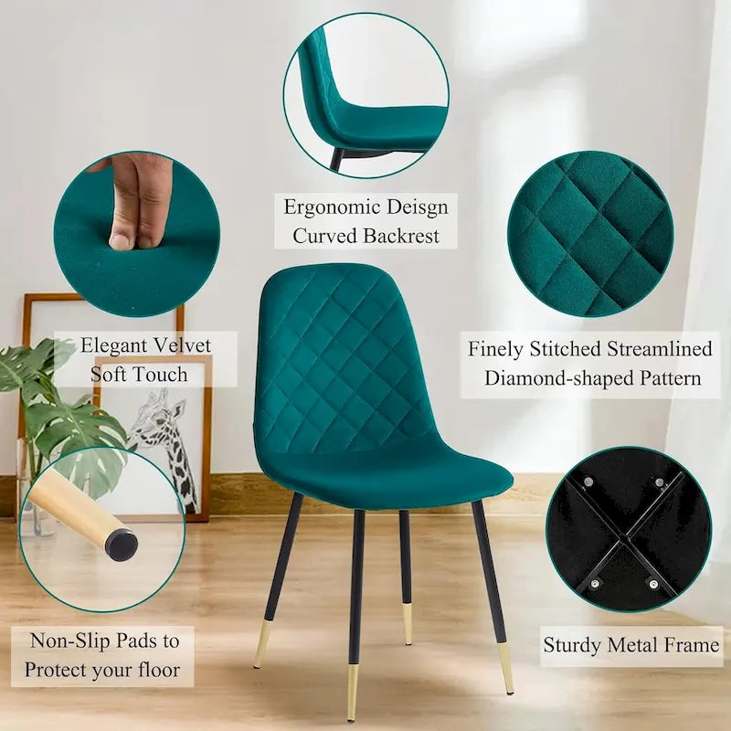 Howtai Upholstered Velvet Chair Armless Set of 4 for Kitchen,Home