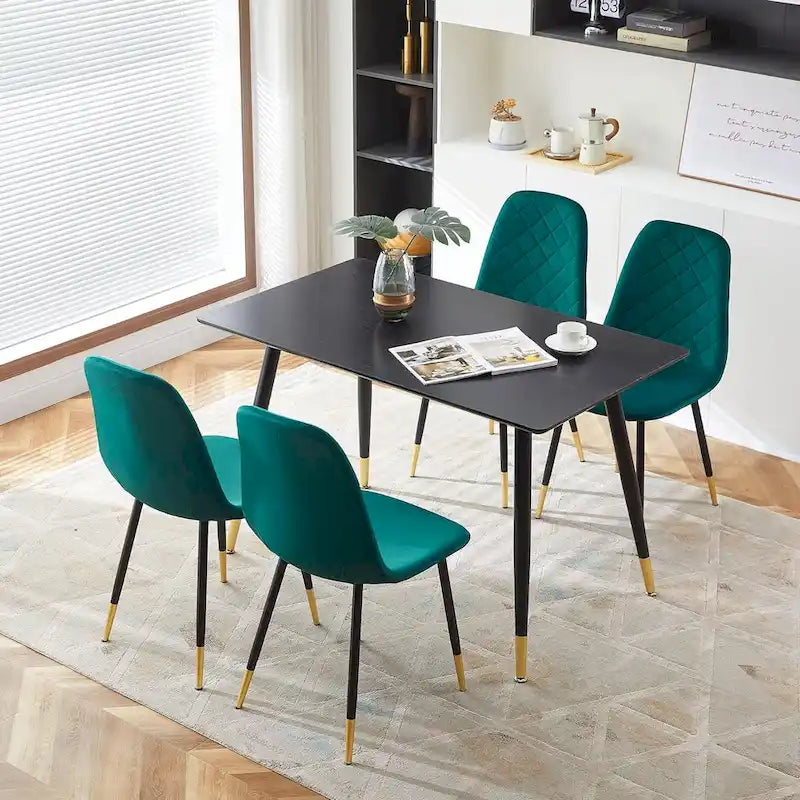 Howtai Upholstered Velvet Chair Armless Set of 4 for Kitchen,Home