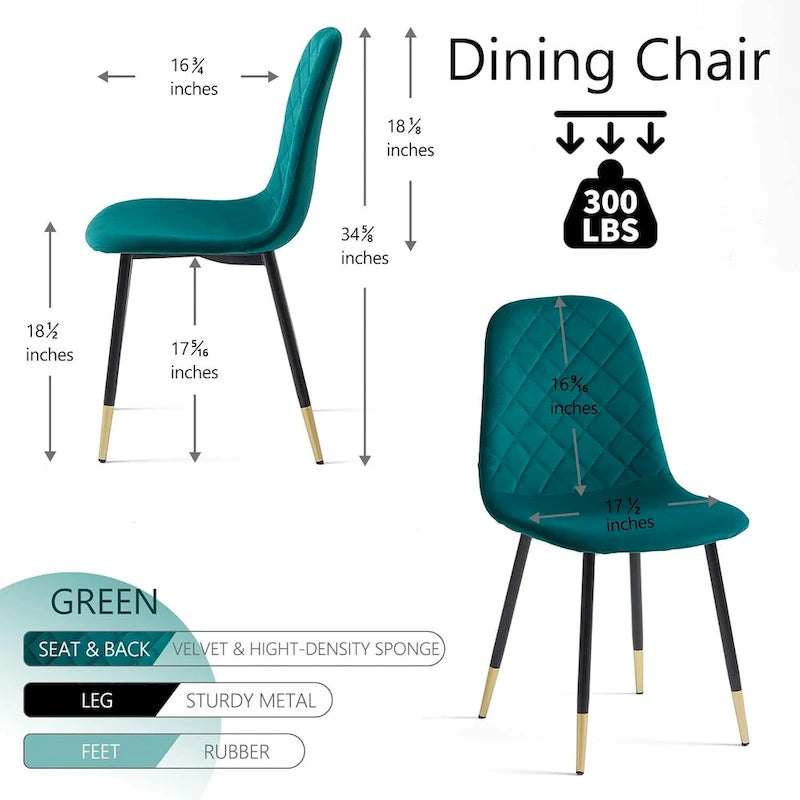 Howtai Upholstered Velvet Chair Armless Set of 4 for Kitchen,Home
