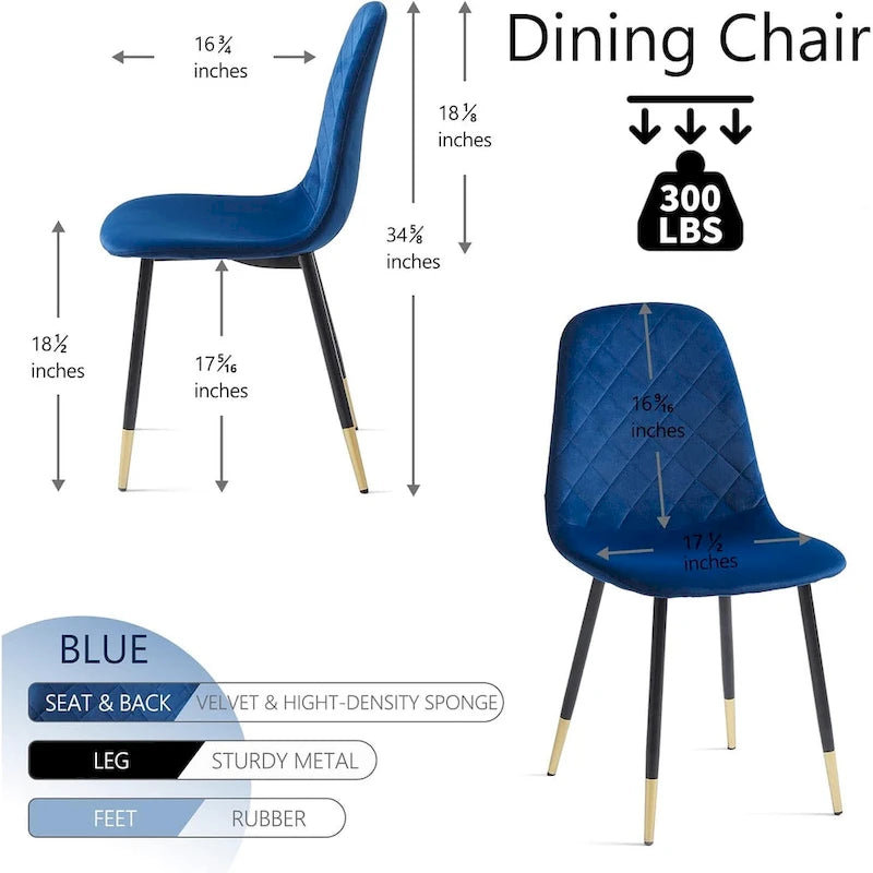 Howtai Upholstered Velvet Chair Armless Set of 4 for Kitchen,Home