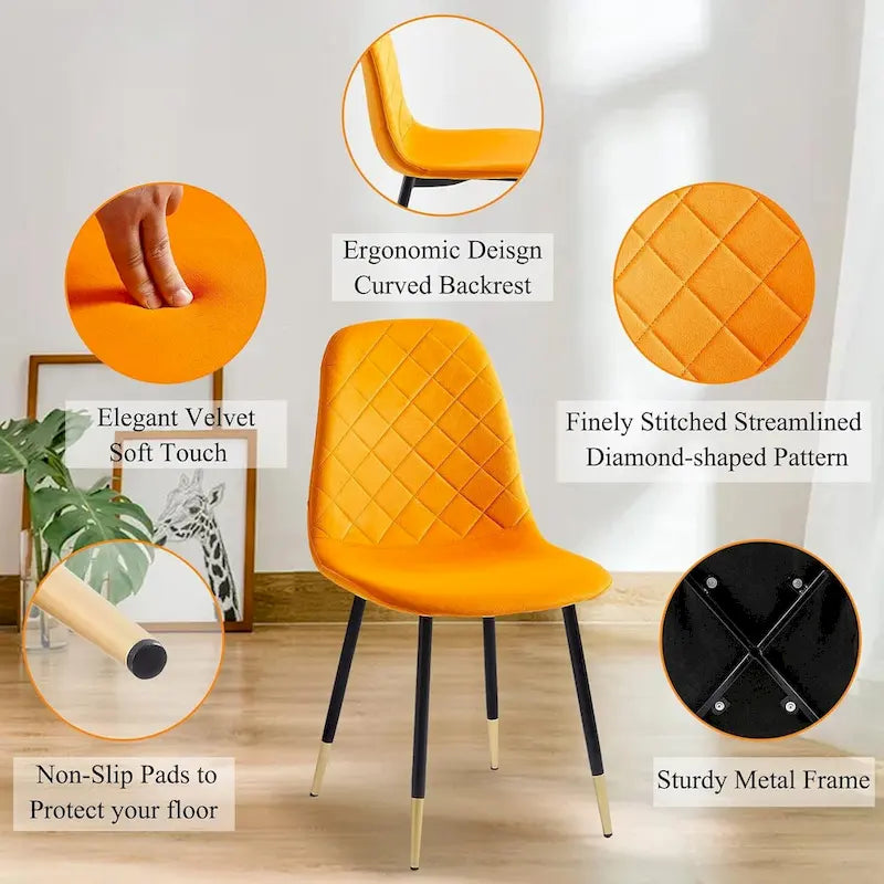 Howtai Upholstered Velvet Chair Armless Set of 4 for Kitchen,Home
