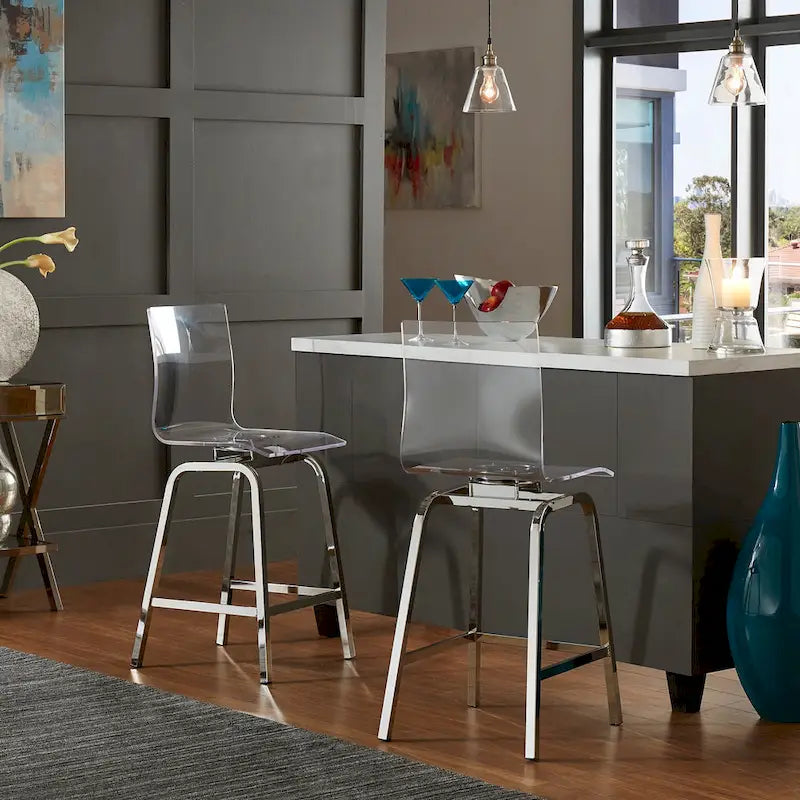 Set da pranzo Nova con piano tondo in vetro e base in ferro Vortex, 5 pezzi, altezza bancone, di iNSPIRE Q Bold
