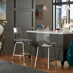 Set da pranzo Nova con piano tondo in vetro e base in ferro Vortex, 5 pezzi, altezza bancone, di iNSPIRE Q Bold