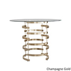 Set da pranzo Nova con piano tondo in vetro e base in ferro Vortex, 5 pezzi, altezza bancone, di iNSPIRE Q Bold