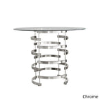 Set da pranzo Nova con piano tondo in vetro e base in ferro Vortex, 5 pezzi, altezza bancone, di iNSPIRE Q Bold