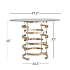 Set da pranzo Nova con piano tondo in vetro e base in ferro Vortex, 5 pezzi, altezza bancone, di iNSPIRE Q Bold