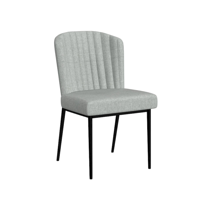 HomePop ChannelBack Sedia da pranzo con gambe in metallo - Trama grigia (set da 2)