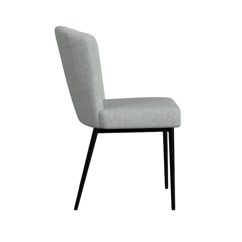 HomePop ChannelBack Sedia da pranzo con gambe in metallo - Trama grigia (set da 2)