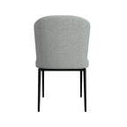 HomePop ChannelBack Dining Chair with Metal Legs-Gray Woven (set of 2)