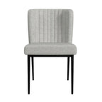 HomePop ChannelBack Dining Chair with Metal Legs-Gray Woven (set of 2)