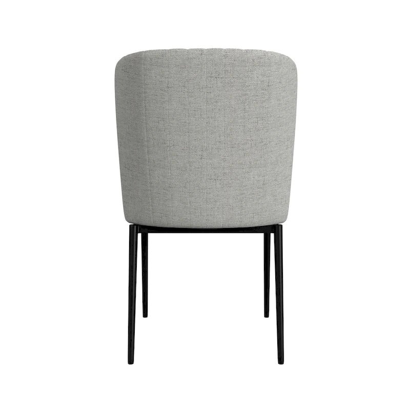 HomePop ChannelBack Dining Chair with Metal Legs-Gray Woven (set of 2)