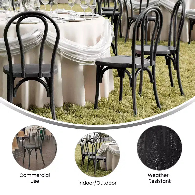 Flash Furniture HERCULES 2 Pack Commercial Indoor/Outdoor Wood Look Resin Thonet Style Chair