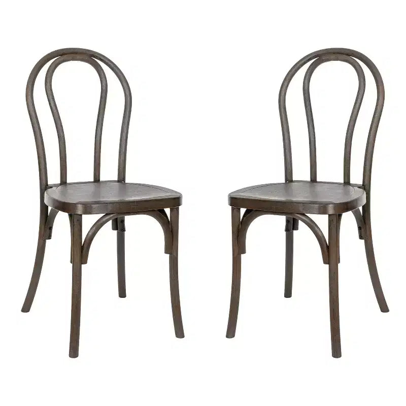 Flash Furniture HERCULES 2 Pack Commercial Indoor/Outdoor Wood Look Resin Thonet Style Chair