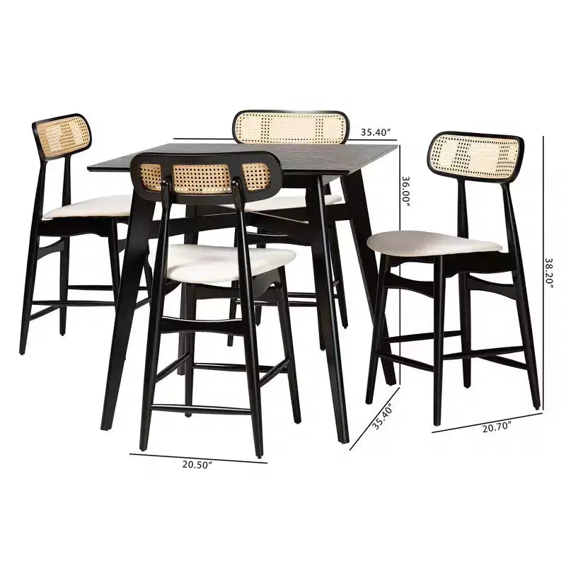 Baxton Studio Tarana Mid-Century Modern Wood 5-Piece Pub Set