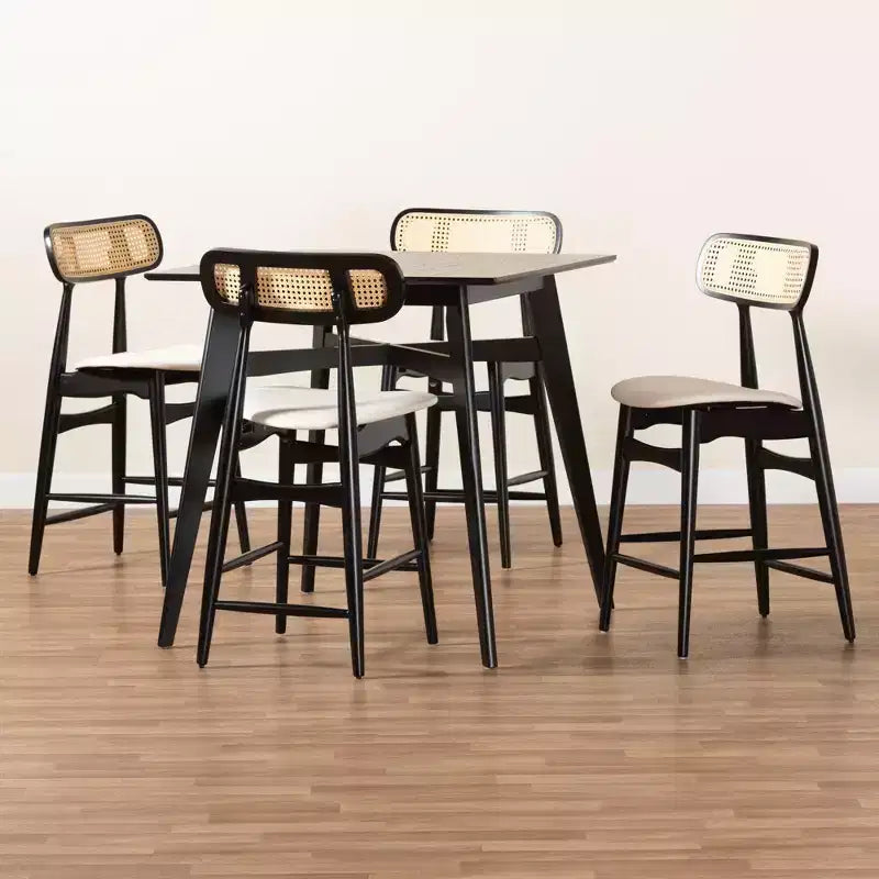 Baxton Studio Tarana Mid-Century Modern Wood 5-Piece Pub Set