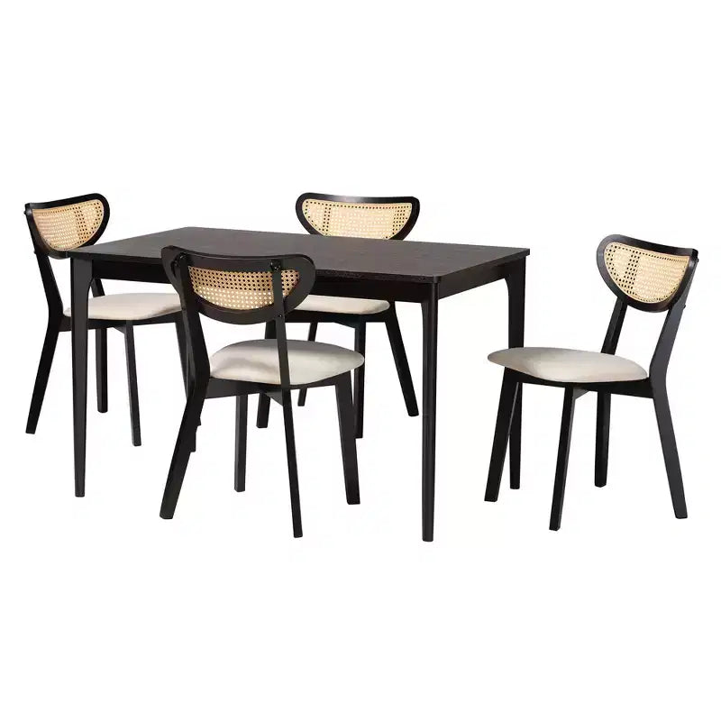 Set da pranzo da 5 pezzi in legno stile moderno di metà secolo Baxton Studio Dannell