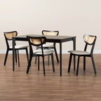 Set da pranzo da 5 pezzi in legno stile moderno di metà secolo Baxton Studio Dannell