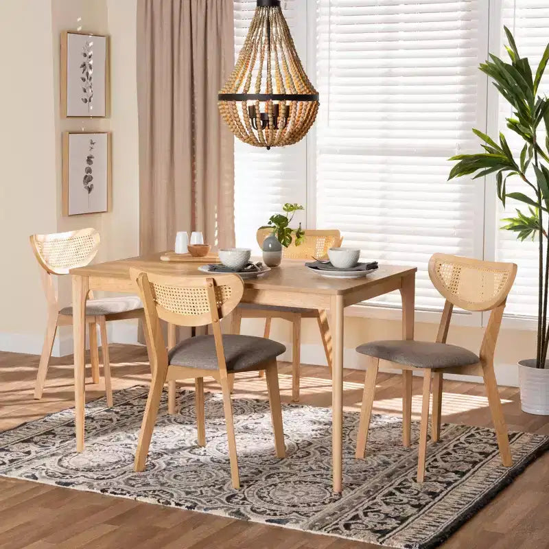 Baxton Studio Dannell Mid-Century Modern Wood 5-Piece Dining Set