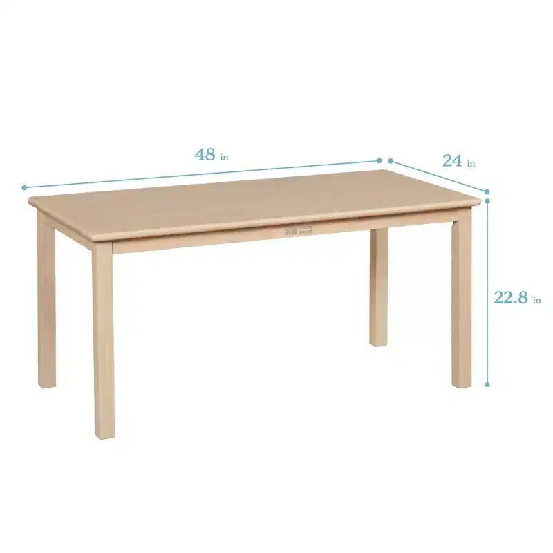 ECR4Kids 24in x 48in Rectangular Hardwood Table with 22in Legs, Childrens Furniture