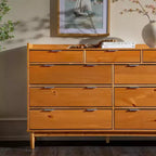 Cassettiera orizzontale in legno massiccio a 9 cassetti Saracina Home Mid Century Modern