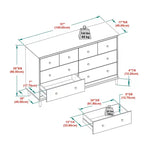 Saracina Home Stiva Classic Mid Century Modern Horizontal 6 Drawer Dresser