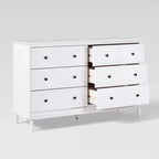 Saracina Home Stiva Classic Mid Century Modern Horizontal 6 Drawer Dresser